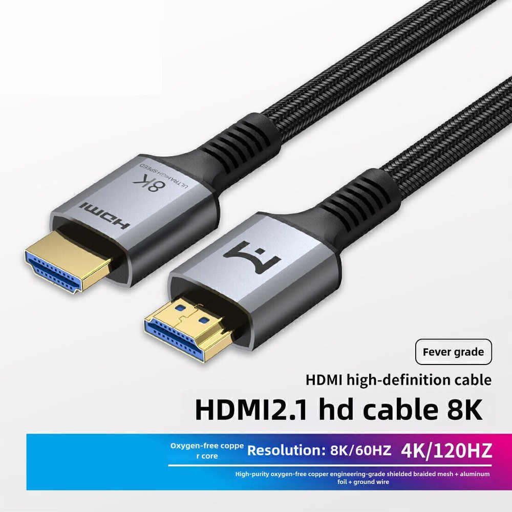 8K HDMI 2.1 UHD Cable HDTV 3D 2160P HDR 120Hz 48Gbps Dolby HDCP 2.2 RGB 4:4:4