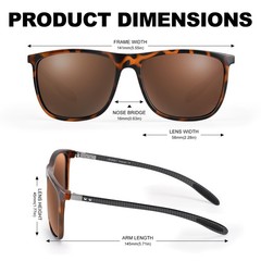 URUMQI 58mm lens width, 145mm arm length, Matte Tortoise Frame / Brown Lens