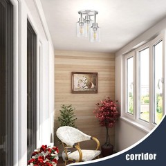Semi Flush Mount Ceiling Light, 3-Light 9.5″ x 13″ (24cm x 33.8cm), Silver 1