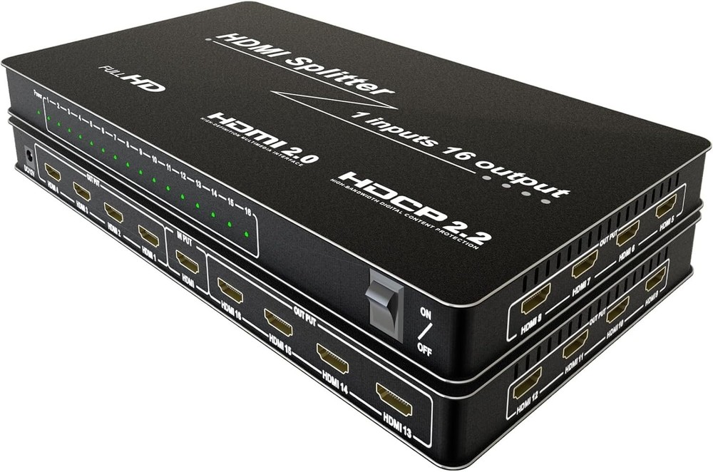 HDMI Splitter 1 in 16 Out – 4K@60Hz, HDMI 2.0, HDCP 2.2, 18Gbps, Plug & Play