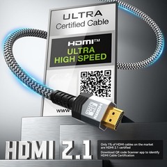 Soonsoonic 8K Certified Ultra High Speed HDMI 2.1 Cable 6FT,48Gbps Braided Gamin