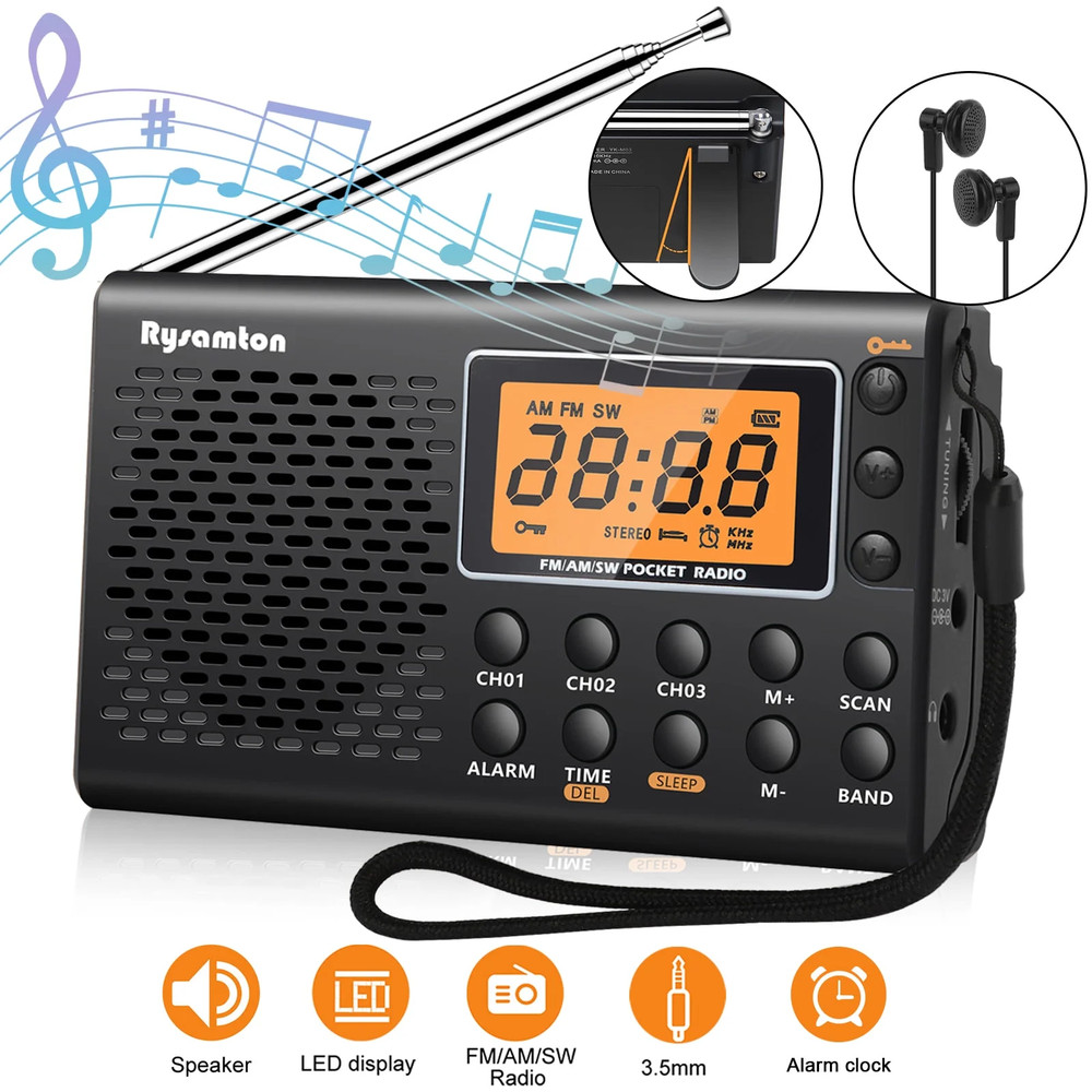 AM FM Portable Radio AC or Battery Operated Big Speaker Earphone Jack Home Elder