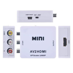 AV to HDMI converter Upscaler Cinch CVBS Composite Adapter Wii NES DVD Plug Play