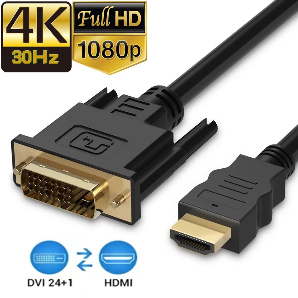 New HDMI to DVI-D 24+1 Pin Monitor Display Adapter Cable Male/Male HD HDTV 6 FT