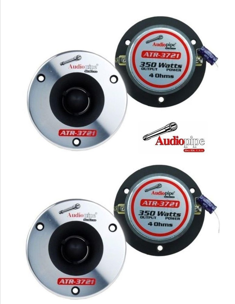 2 Pair 175 Watts Max 4 Ohm 1″ Titanium Bullet Horn Tweeters Audiopipe ATR-3721