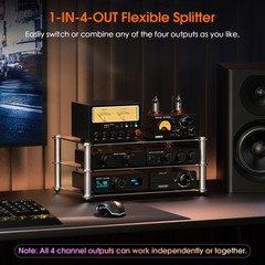 HiFi Audio Switcher 1-IN-4-OUT Splitter 5-Band EQ Preamp Equalizer w/VU Meter