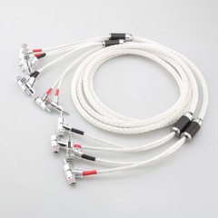 Pair Silver Plated HiFi Audio Bi-wire Speaker Cable Banana Plug Loudspeaker Cord