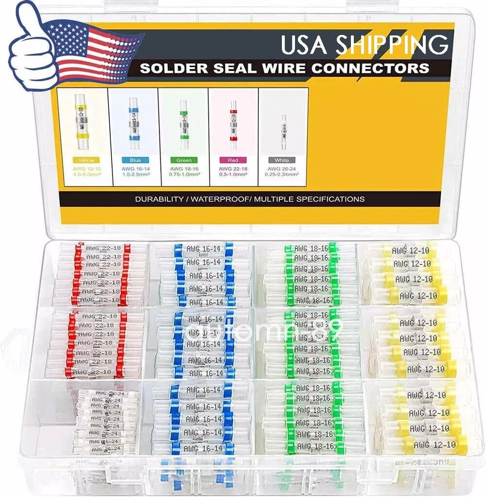400PCS Waterproof Solder Seal Sleeve Heat Shrink Butt Wire Connectors Terminals