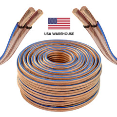 12AWG 12/2 Speaker Cable Car Transparent Wire Audio Stereo 25 100 250FT Clear