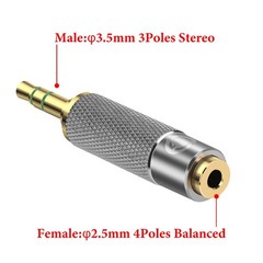 3.5mm (1/8″) Stereo Male to 2.5mm Balanced Female Headphone Plug Adapter, Con…