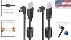 Sturdy 6.6Ft Mini USB Charger Cable for GPS – 90 Degree Design & Dual Pack