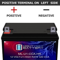 Mighty Max ML-U1-CCAHR 12V 320CCA Battery Compatible with BCI Group U1