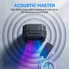 Rechargeable Bluetooth Speaker w/ 8” Woofer Portable LED Party Speaker AUX TWS