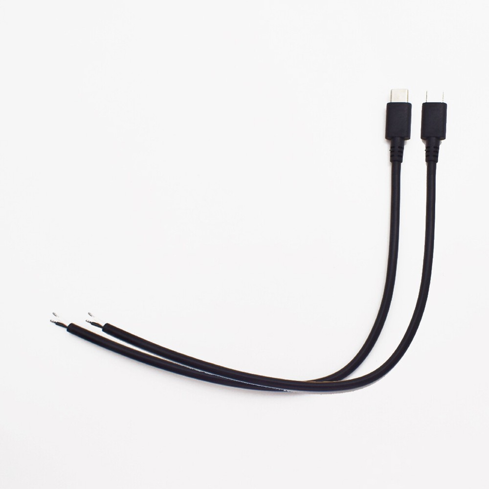 100pcs 1ft 25cm USB C Cord Type-C Male Cable 2 wires 22AWG Power Pigtail Cable