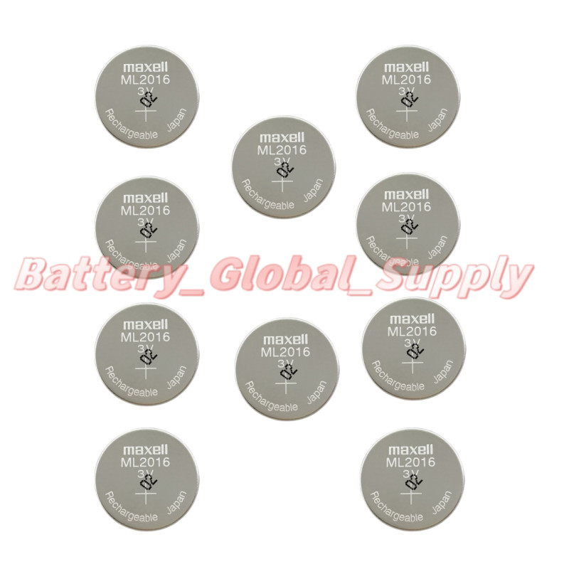 ML2016 Maxell 3V Rechargeable button battery Casio solar-powered watch 10PCS New