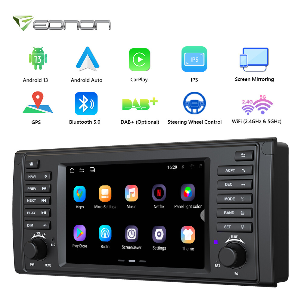 Eonon Android 13 Head Unit Car GPS Sat Nav Radio Apple CarPlay Audio for BMW E39