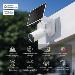 TP-Link 𝗧𝗮𝗽𝗼 SolarCam C402 Kit, Outdoor Battery Camera w/Solar Panel Base…