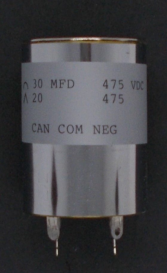 30-20uF @ 475vdc 2-section 1.5-in.dia. Electrolytic Can Capacitor