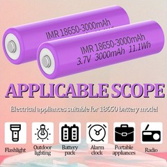 3.7V 3000mAh Li-ion Rechargeable Battery Button Top Cell For Flashlight