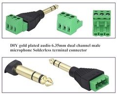 “6.35mm TRS Audio Screw Terminal Block Adapter – 3 Pin Female Connector, 5 Pack”