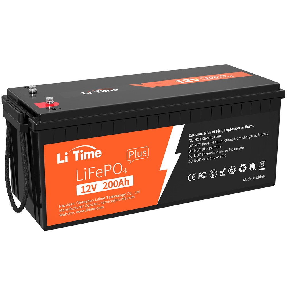 LiTime LiFePO4 12V 200Ah PLUS 200A BMS 2560W Lithium Battery for Off-Grid RV