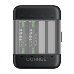 OOHHEE 4/8/12/16x AA 3600mWh Rechargeable Lithium Batteries 1.5V Charging Box