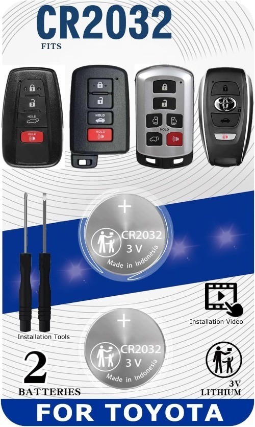 (2Pack CR2032 2032 Remote Key FOB Battery Replacement for 2012-2021 4Runner Aval