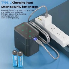 8 Pack 1.5v AA 4255mWh Rechargeable Lithium Battery with USB-C Smart Charger
