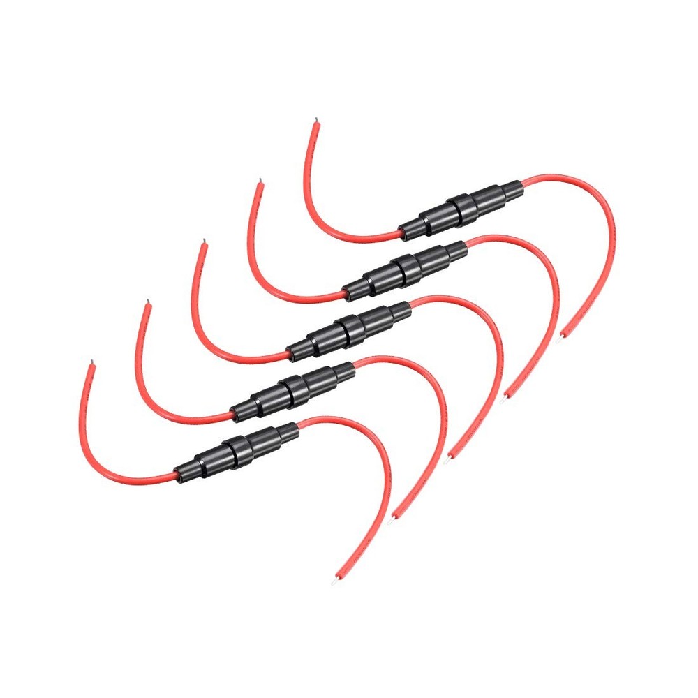 uxcell Inline Screw Type Fuse Holder 20 Gauge AWG 5Pcs for 20 AWG, Black, Red