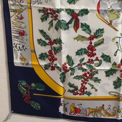 HERMES 90x90cm Navy Blue Silk Scarf 4-61-26 Open Box Condition