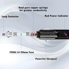 Heavy-Duty 14AWG 20A Male Plug Cigarette Lighter Adapter Power Supply Cord with