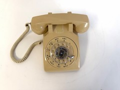 Vintage ITT Model Tan Rotary Dial Desktop Corded Telephone