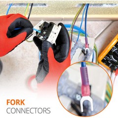 Heat Shrink Fork #10 M5 Stud Wire Spade Crimp Terminals Connectors AWG22-10 US
