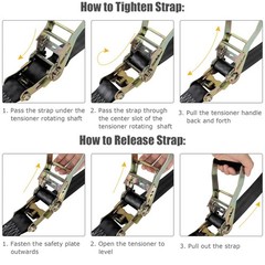 2 Pack 2 Inch Ratchet Straps Heavy Duty 2 inches wide, 20 feet long, Black