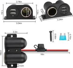 1PCS Dual USB Outlet Cigarette Lighter Socket Splitter with Blade Fuse, 12V 4.2A