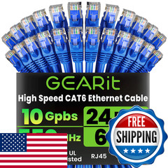 Gearit Cat 6 Ethernet Patch Cable 6 Ft Blue 24-Pack Cat6 Ethernet Patch Cables