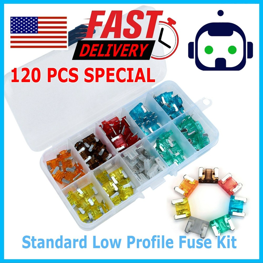 120 PC Low Profile Mini Car Fuse Auto Car Motorcycle SUV FUSES Kit APM ATM