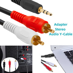 6ft (1/8″) 3.5mm AUX Stereo to 2 RCA Male Audio Y Cable Adapter Cord MP3 iPod