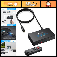 3×1 Optical Audio Switcher SPDIF TOSLINK Aluminum Alloy w/ IR Remote & Cable