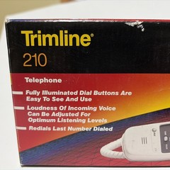 AT&T Trimline 210 Corded Telephone NOS Open Box White Hearing Aid Phone