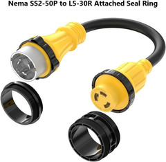Marine Shore Power Adapter Cable 50-Amp to 30 Amp Nema SS2-50P to L5-30R, Marine