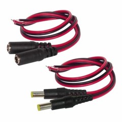 100/5PCS DC Power Pigtail Cable Plug 18AWG 2.1mm x 5.5mm Male Female Connectors