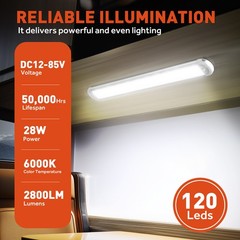 4x 12V LED Interior Light Bars 120LED 2800LM Lights with ON/Off for Car RV Truck