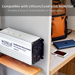 1200W Power Inverter 12/24V DC to 110V 120V AC Peak 2400W Vehicle RV Emergency