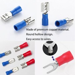 102/300X Assorted Insulated Spade Electrical Wire Connectors Crimp Terminals Kit