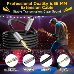 Togconn 1/4 inch Extension Cable 4 Feet, 6.35mm 1/4″ TRS Male 4 Black