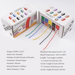 22AWG Silicone Wire Kit 5 Colors Stranded Tinned Copper Electric Wire 60 Core
