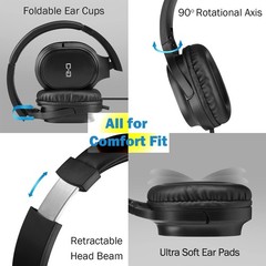 Extra Long 18ft Headphones for TV & PC, Volume Control, Wired Over Ear Stereo, 3
