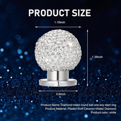 Bling Car Push Start Button Cover, Crystal Rhinestone Auto Ball Engine Start But