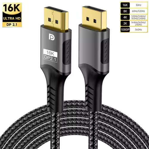 DisplayPort 2.1 Cable 8K 120Hz 4K 240Hz HDR DP Cable for Monitor TV
